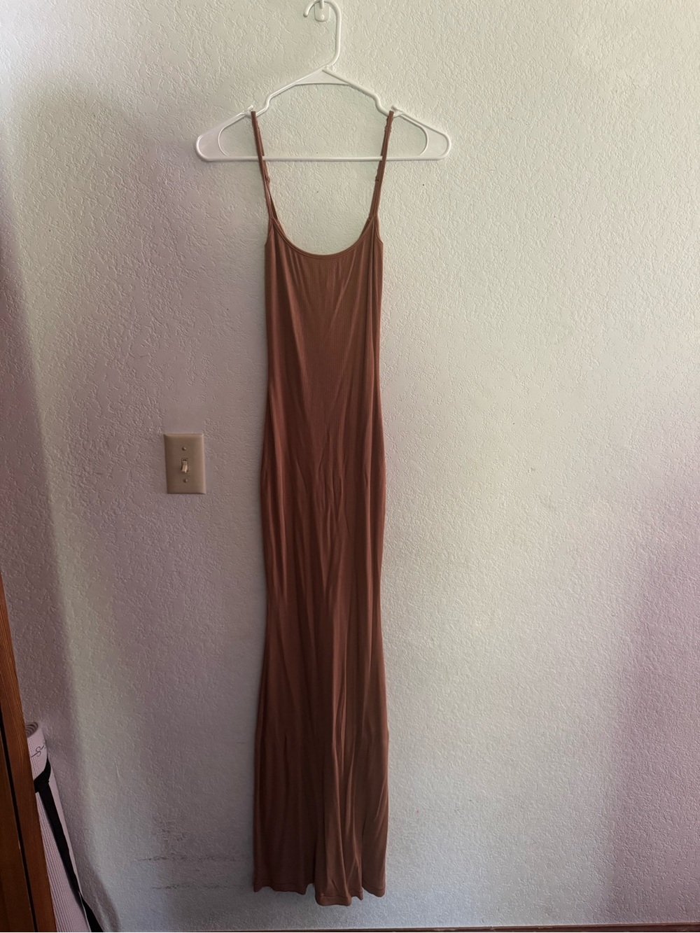 Skims Women’s Brown Slip Maxi Dress — Minimalist Spaghetti Strap